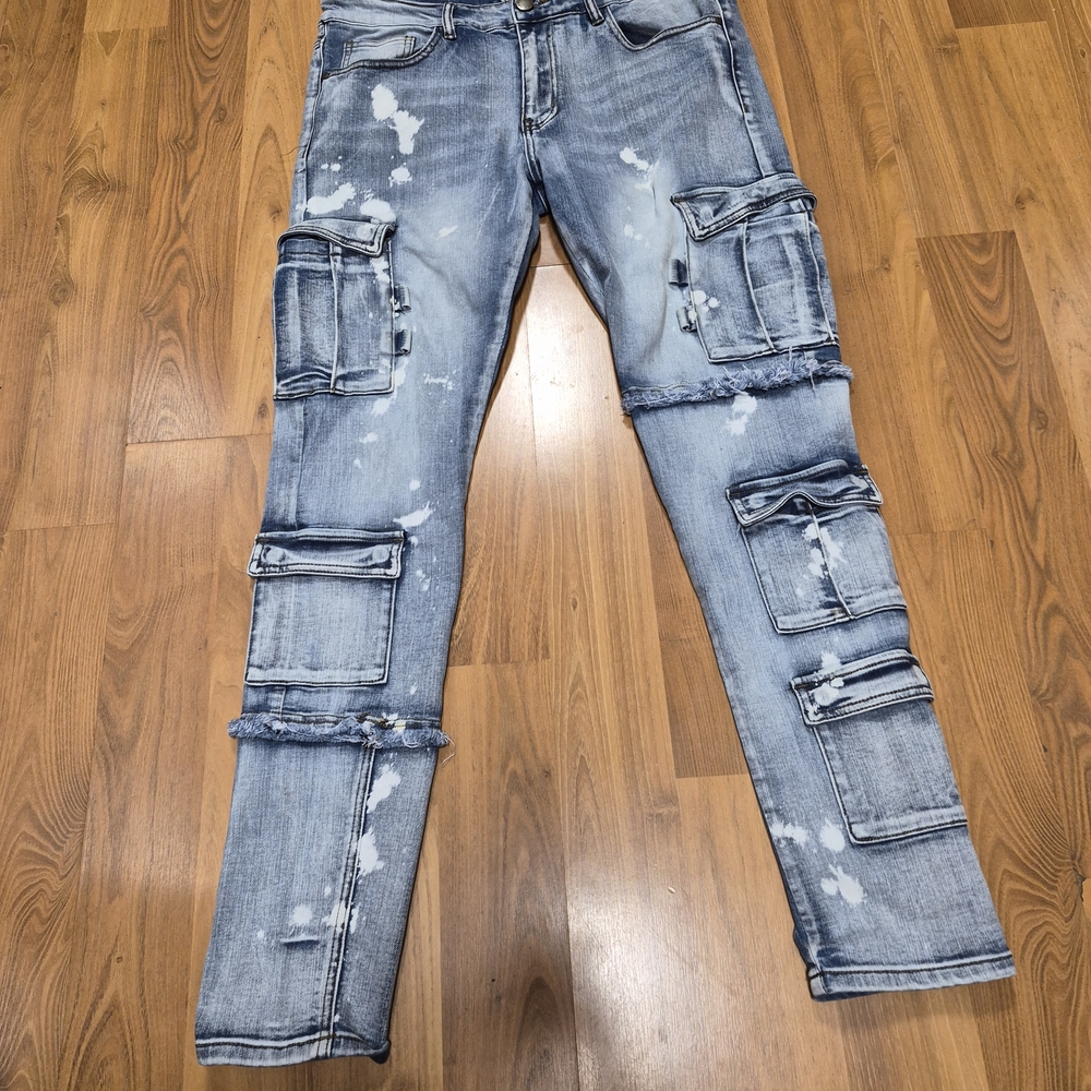 Men's Distressed Skinny Jeans with Pockets